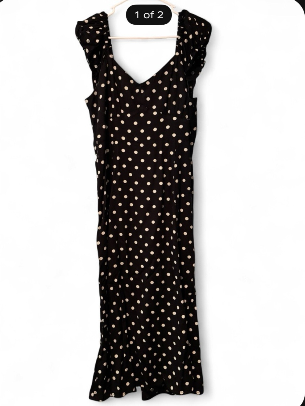 Old Navy Black Maxi Dress with Cream Polka Dots